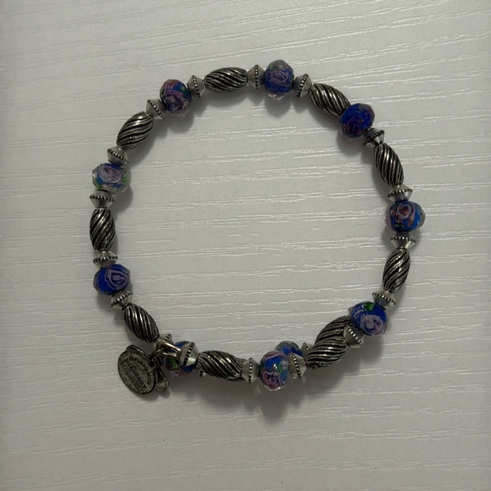 Silver and Blue Beaded Bracelet